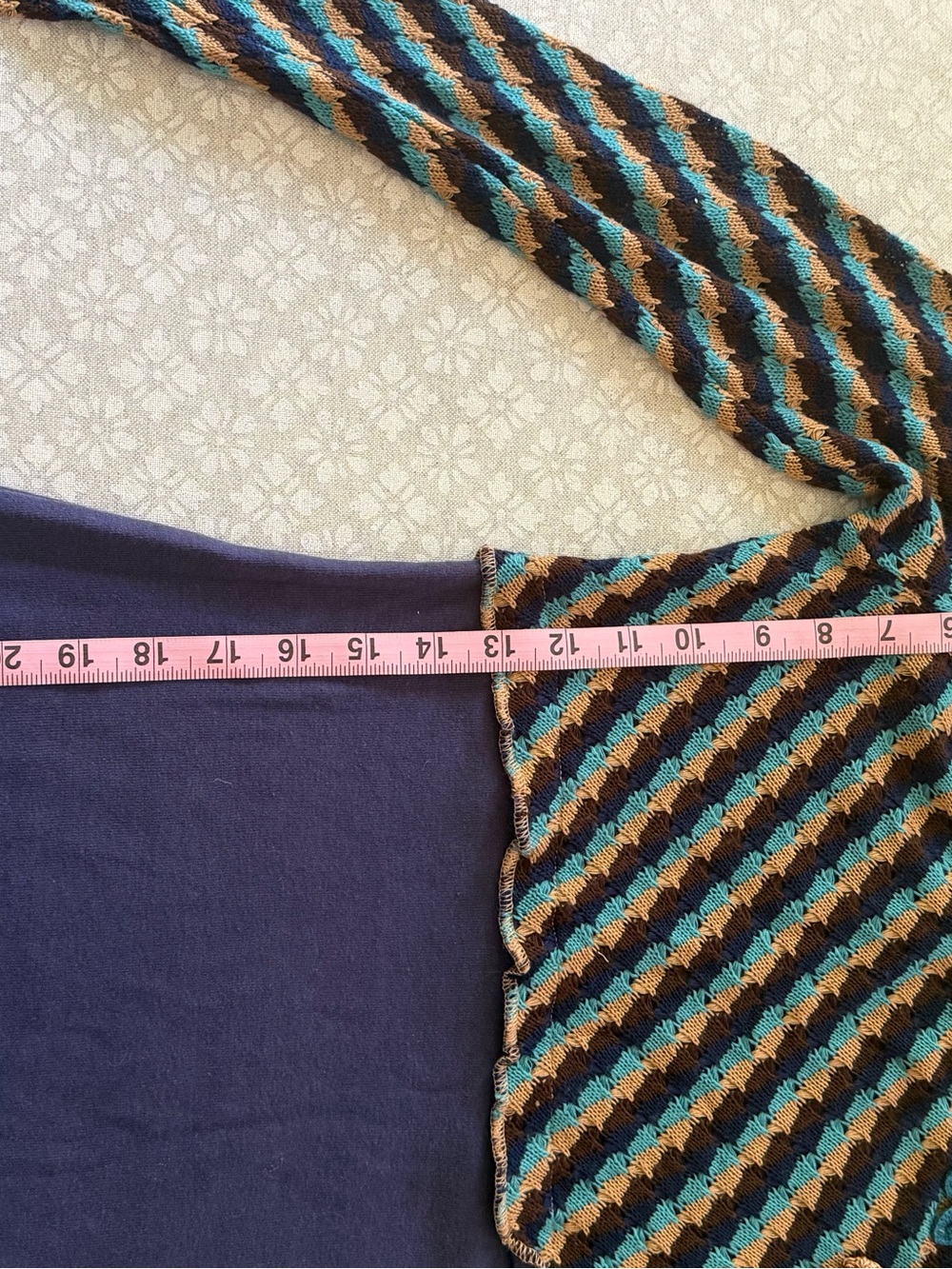 Anthropologie Blue/Brown Diagonal Stripe Crochet Knit Top, L (NWT) — Runs Small - Picture 7 of 9